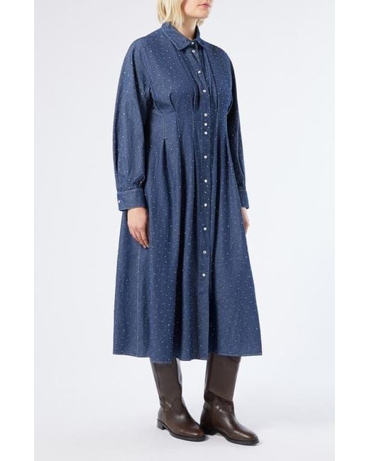 rhinestone denim dress long sleeve KIDPIK Girls Long Sleeve Rhinestone Collar Elastic Waist Denim Shirt Dress, Size 3T Savannah Wash / 3T