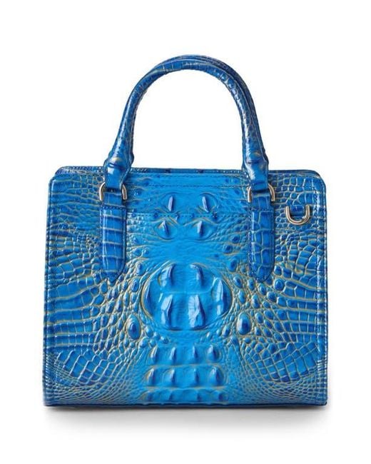 Brahmin Blue Cami Croc Embossed Leather Satchel