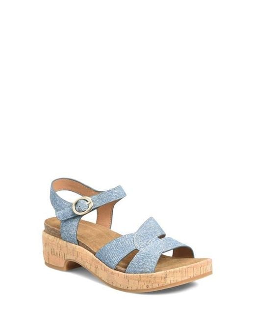 Söfft Blue Capri Ankle Strap Platform Sandal
