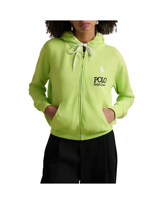 Polo Ralph Lauren Green Big Pony Lightweight Fleece Zip Hoodie