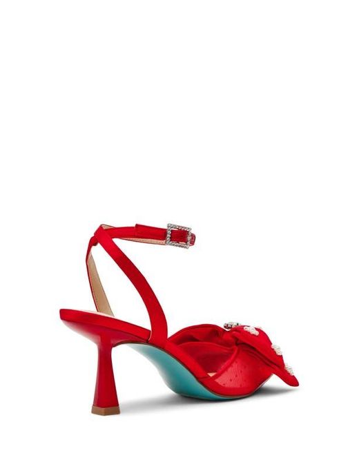 Betsey Johnson Red Mark Ankle Strap Mesh Pump
