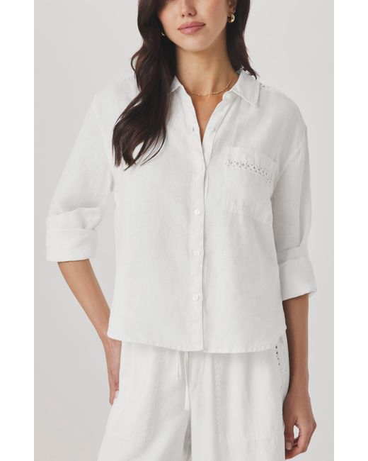 Splendid White Stella Linen Button Down Shirt