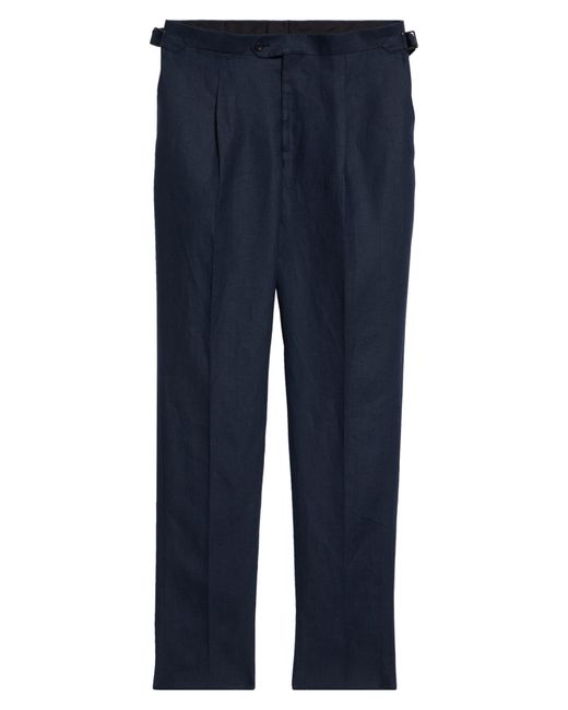 Thom Sweeney Blue Tailored Pleated Linen Pants for men