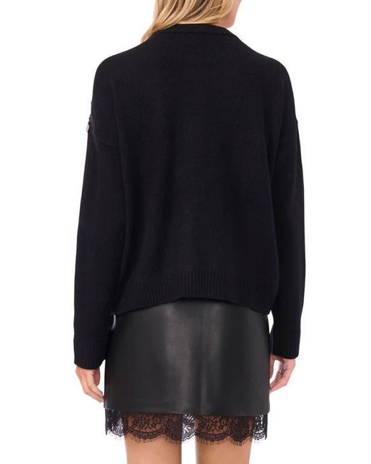 Vince Camuto Black Paillette Crewneck Sweater