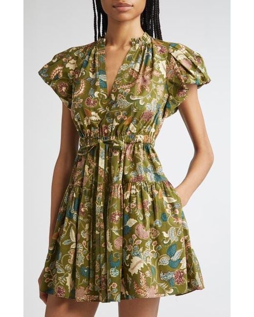 Ulla Johnson Green Izel Floral Print Minidress