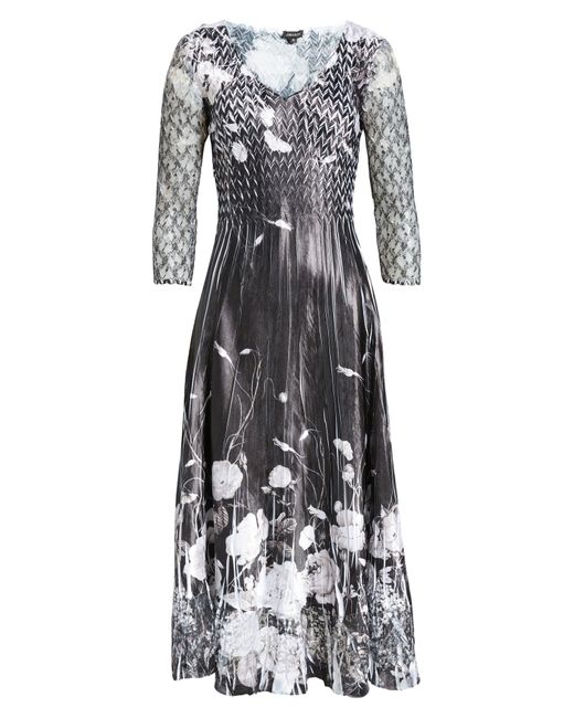 Komarov White Lace Sleeve Charmeuse Cocktail Dress