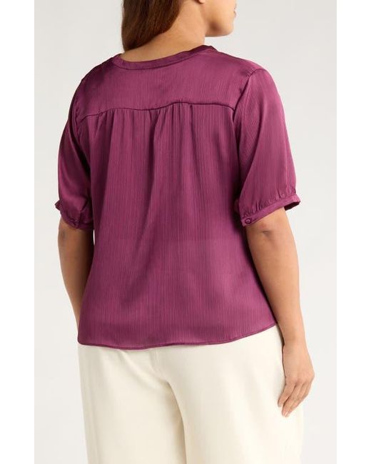 Vince Camuto Purple Tie Front Satin Top