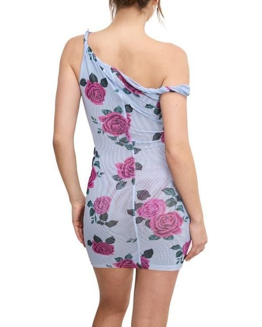 GOOD AMERICAN Blue Twist Cover-Up Mesh Minidress