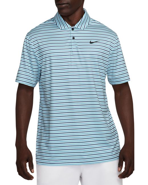 Nike Blue Dri-fit Tour Stripe Golf Polo for men