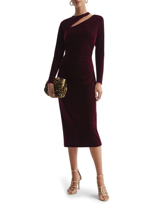 Reiss Multicolor Macey Cutout Long Sleeve Velvet Maxi Dress
