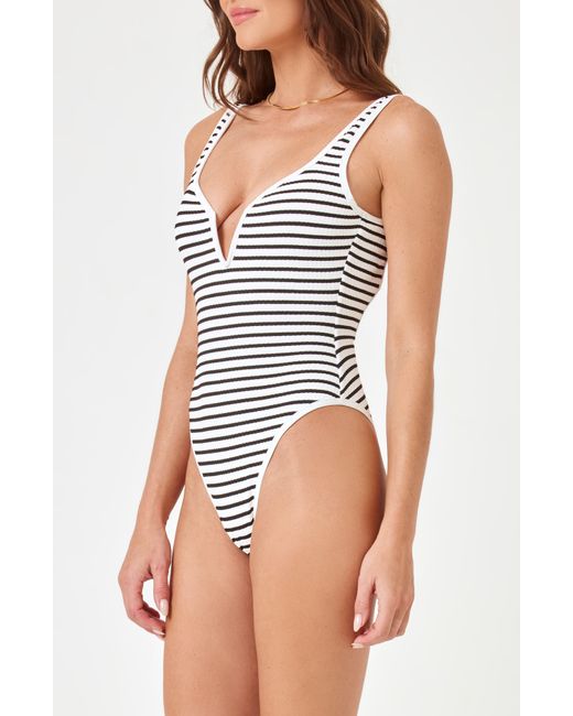 L*Space White Coco Classic Stripe One-piece Swimsuit