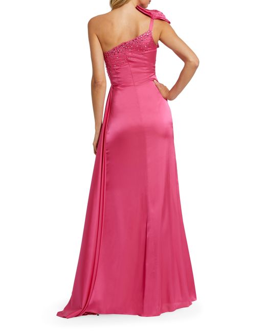 Mac Duggal Pink Embellished Cutout One-shoulder Gown