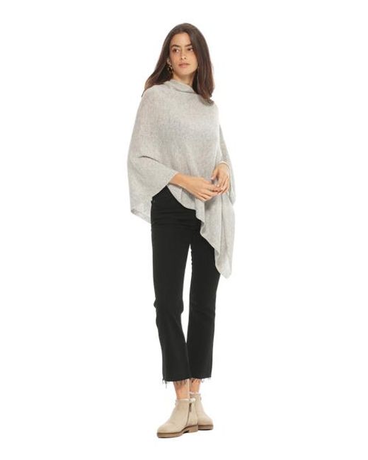 Monticelli Cashmere White Essential Pure Cashmere Poncho