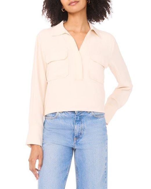 Vince Camuto Blue Half Placket Popover Top