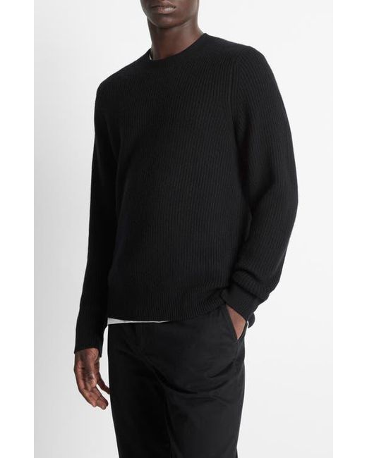 Vince Black Shaker Stitch Wool & Cashmere Crewneck Sweater for men