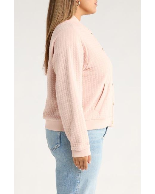 Caslon Pink Quilted Cotton Bomber Jacket