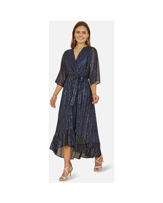 blue sequin wrap dress Women's Mini Dress in Royal Blue Velvet with Long Sleeves & Multicolou –  Liquorish Online