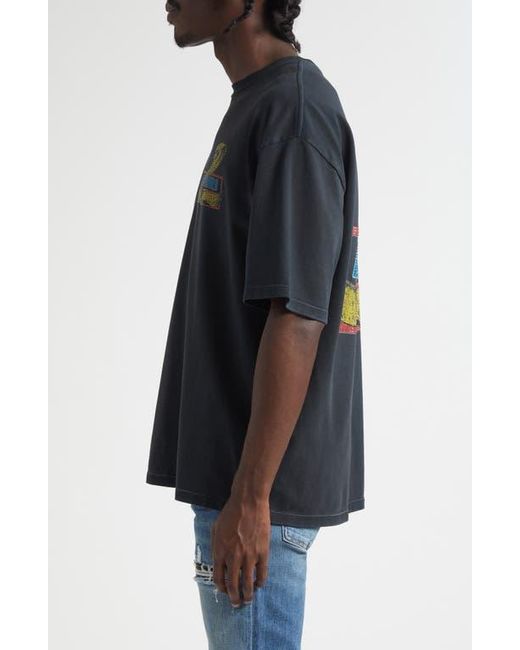 Amiri Black Crystal Cobra Oversize Graphic T-Shirt for men