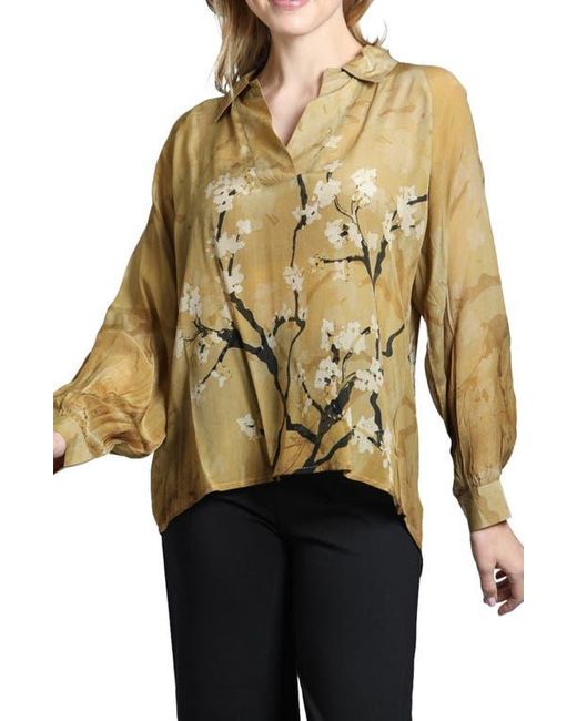 Apny Multicolor Print Split Neck Chiffon Tunic Top