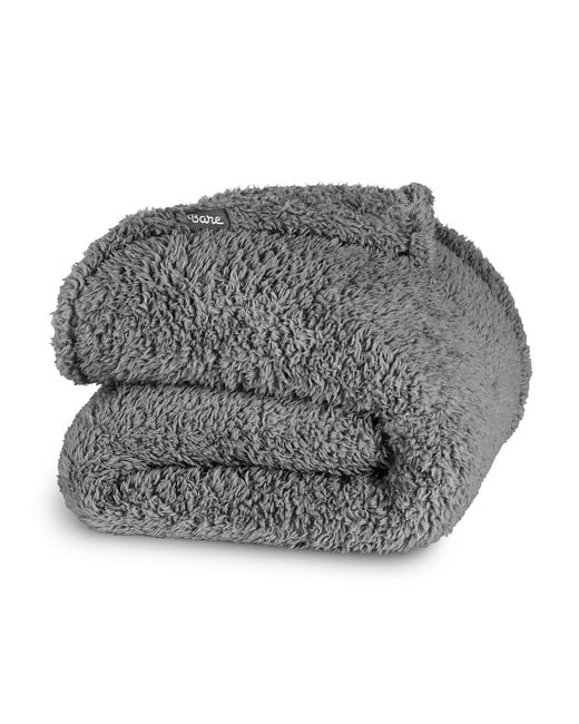 Bare Home Gray Solid Faux Shearling Blanket