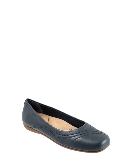 Trotters Blue Sasha Square Toe Flat