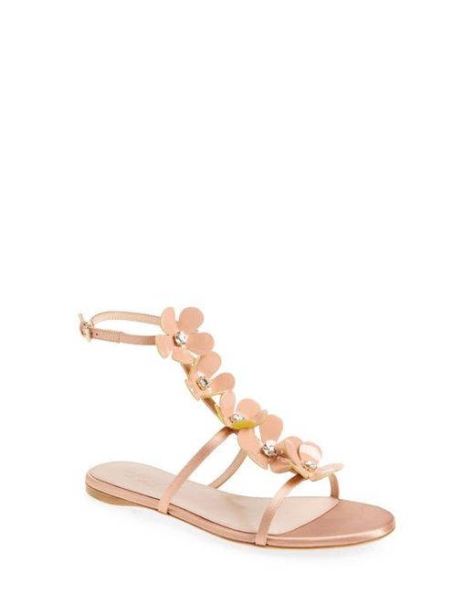Giambattista Valli Pink Flower Ankle Strap Sandal