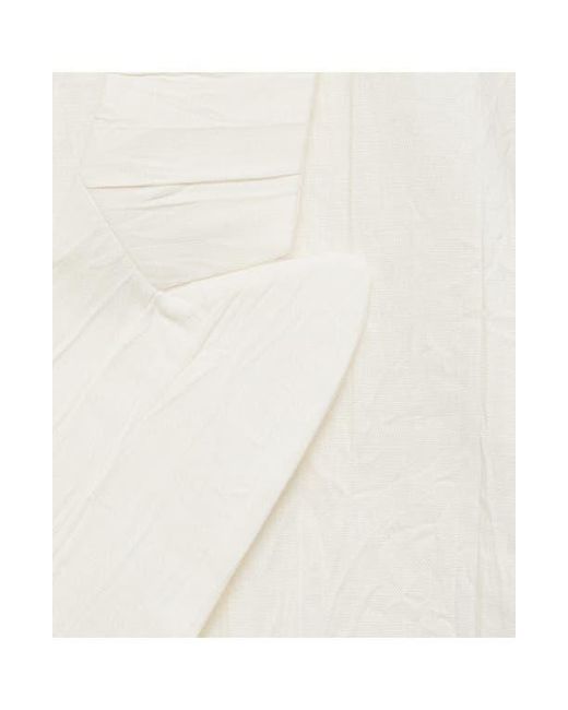 Mango White Wrinkled Effect Double Breasted Suit Jacket