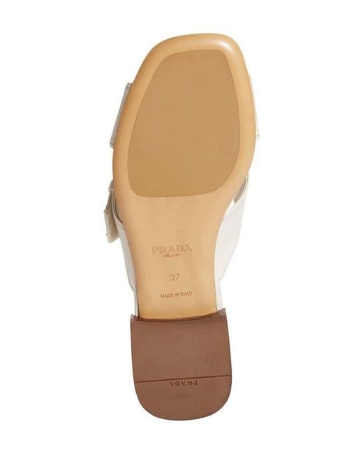 Prada White Square Toe Flat Sandal
