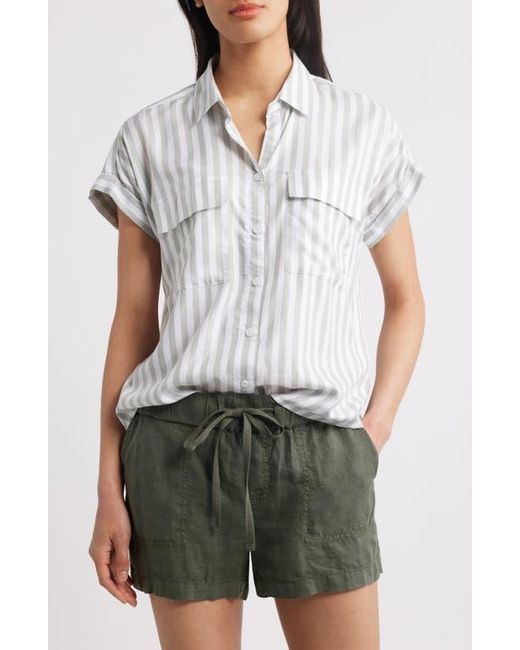 Beach Lunch Lounge White Kaiana Stripe Short Sleeve Button-Up Shirt