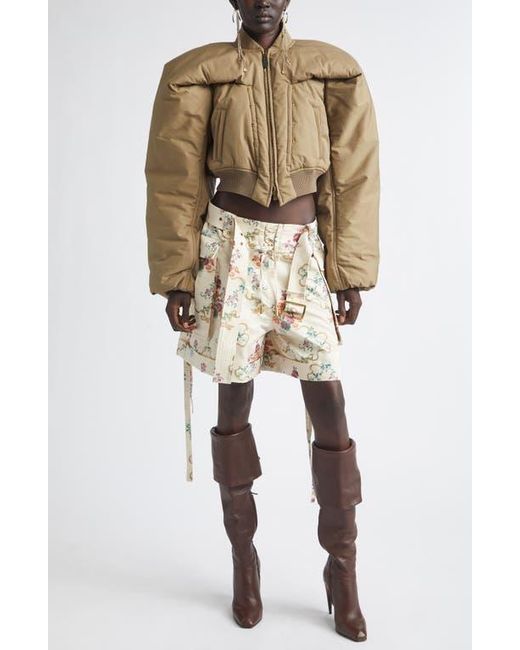 McQueen Green Crop Bomber Jacket