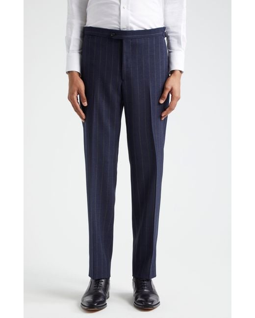 Thom Sweeney Blue Pinstripe Structured Wool Suit for men