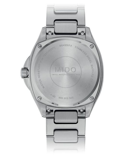 MIDO Gray Multifort Diamond Square Automatic Bracelet Watch, 35Mm