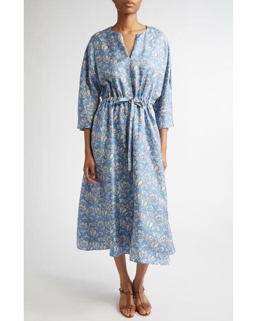 ワンピースその他 S Max Mara Light blue midi silk dress with floral print S Max Mara Light blue midi silk dress with floral print
