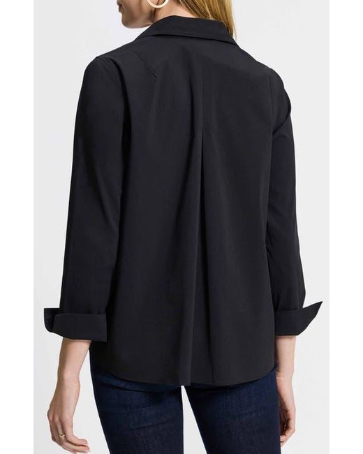 Foxcroft Black Agnes Split Cuff Popover Blouse