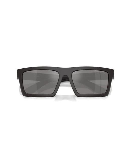 Prada Linea Rossa Gray 55Mm Rectangular Sunglasses for men