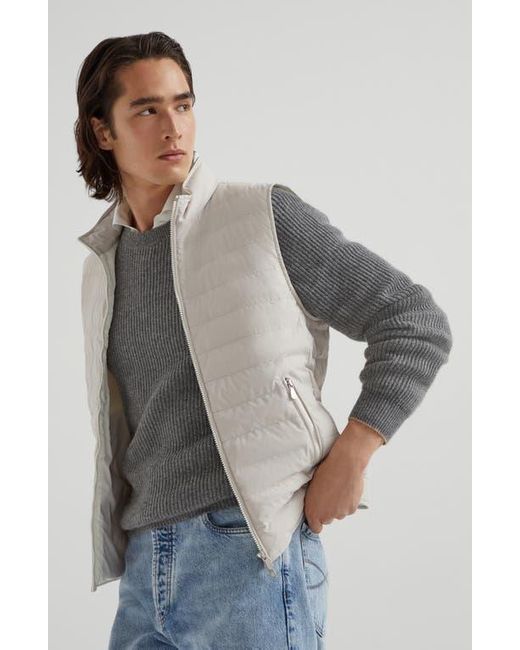 Brunello Cucinelli White Lightweight Down Vest for men