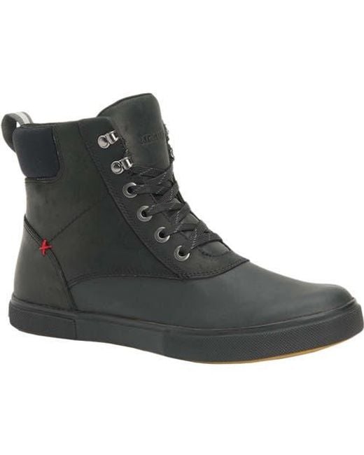 XtraTuf Black Leather Lace Ankle Deck Boot for men