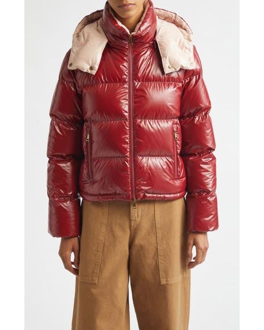 Moncler Red Niveole Crop Down Jacket