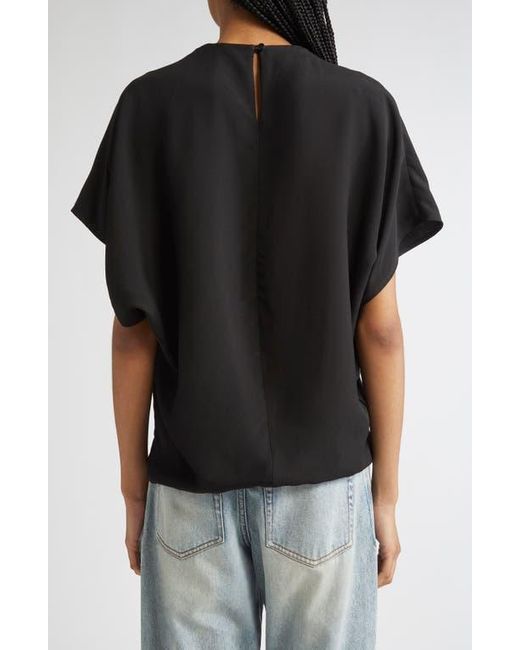 Proenza Schouler Black Etta Hammered Viscose Asymmetric Sleeve Top