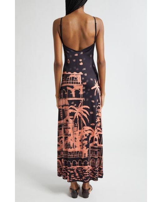 Johanna Ortiz Multicolor Nuestra Tierra Landscape Print Cutout Shiny Jersey Dress