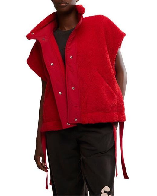Free People Red Scout It Out Fleece Vest