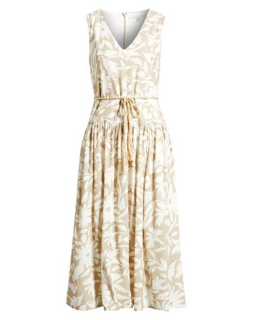 Julia Jordan Natural Print Drop Waist Sleeveless Maxi Dress