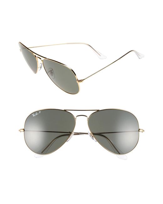 Ray-Ban Metallic 'aviator' Polarized 62mm Sunglasses for men