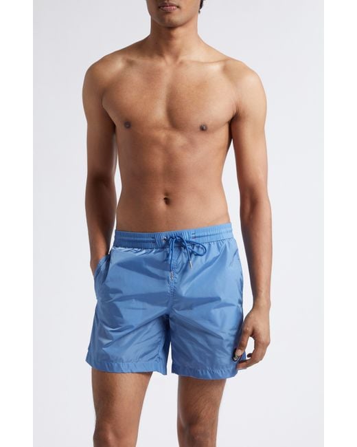 Moncler Blue Logo Patch Swim Trunks for men