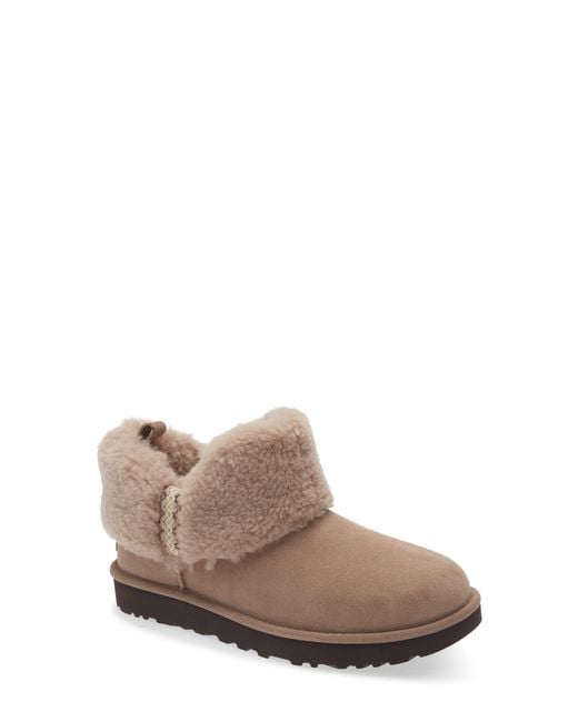 Ugg Brown Ultra Mini Braid Genuine Shearling Bootie