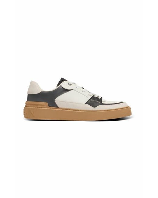 Balmain Gray B-Court Flip Leather Trainers for men