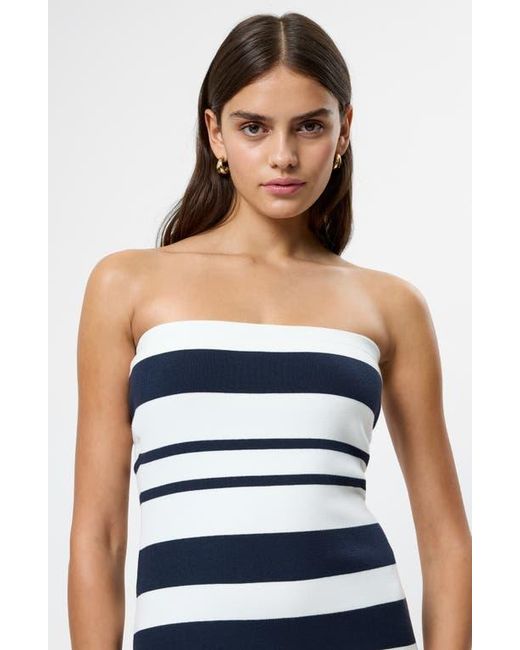 french connection blue strapless dress French Connection Maxime Strapless Midi Knit Dress - Summer White