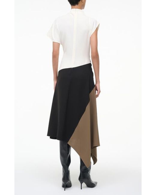 Staud Black Davina Colorblock Asymmetric Hem Dress