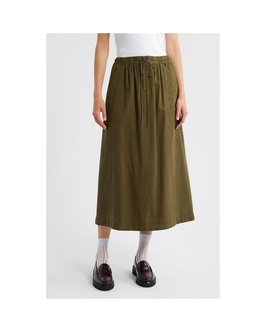 Damson Madder Vika Utility Organic Cotton Midi Skirt in Green | Lyst