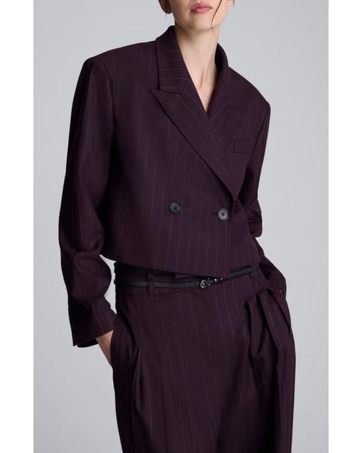 Kenneth Cole Women's Blue Double Breasted Crop Boyfriend Blazer